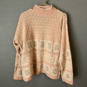 Pink Knit Turtleneck Sweater